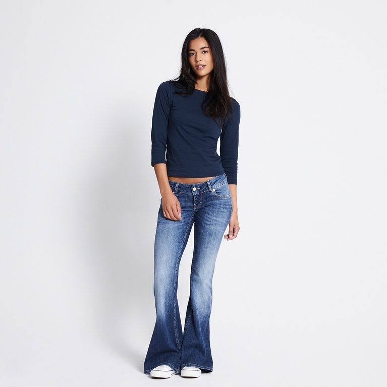 Boat neck 3/4 sleeve top "Desire" Dark Blue